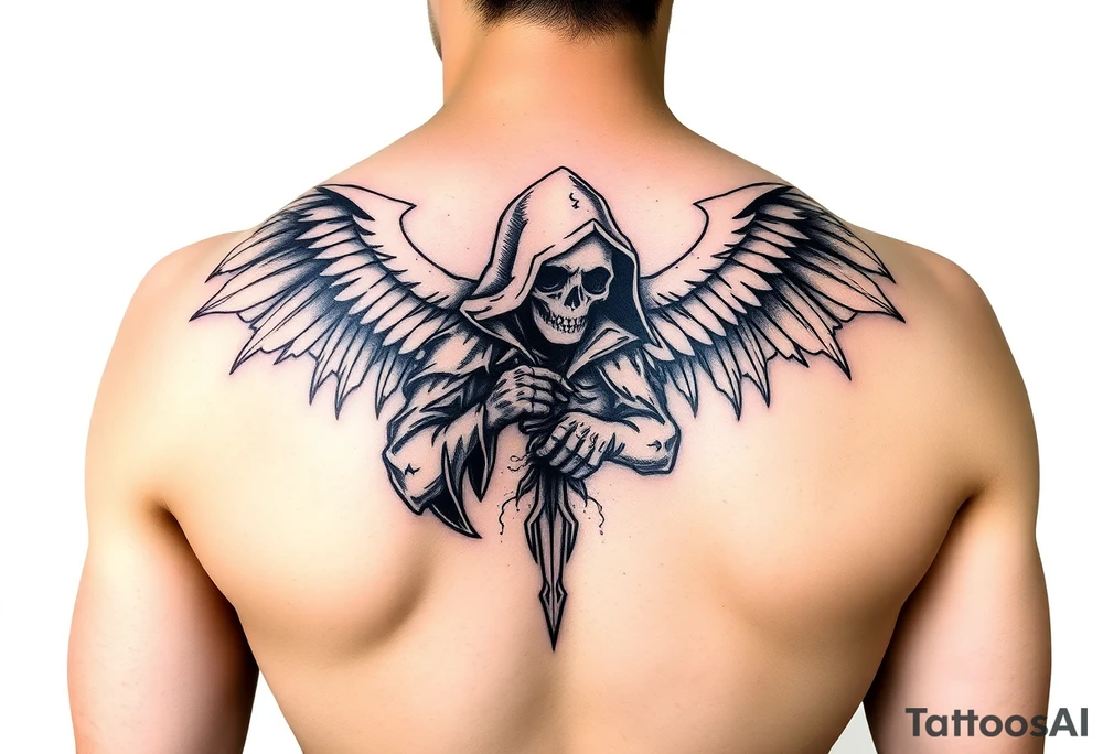 Grim reaper with wings tattoo idea