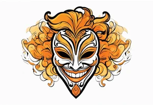 Laughing Male masquerade mask with orange and black smoke tattoo idea