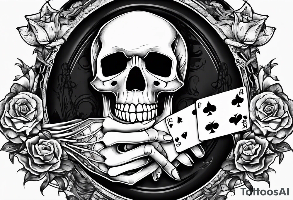 Skeleton hand holding 2 playing cards tattoo idea