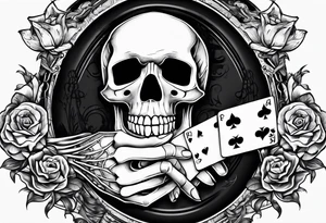 Skeleton hand holding 2 playing cards tattoo idea