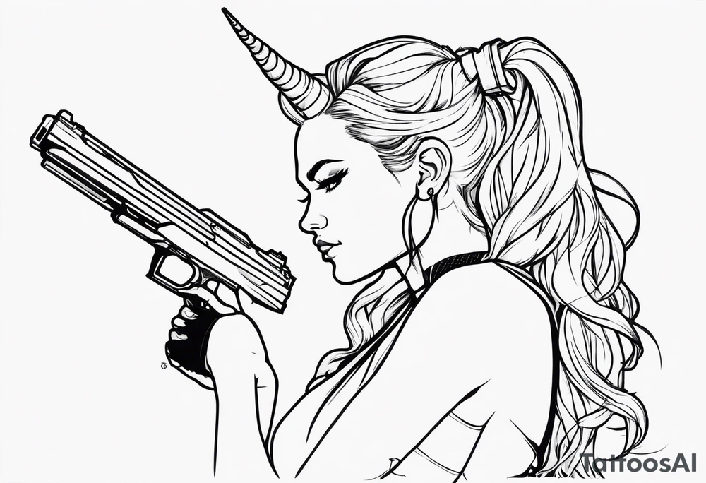 capricorn girl with gun tattoo idea