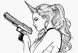 capricorn girl with gun tattoo idea