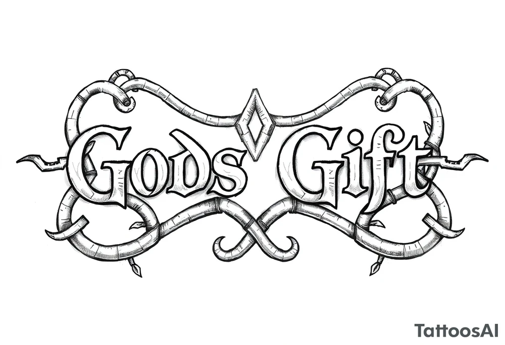 words Gods Gift in a religious style celtic knots tattoo idea