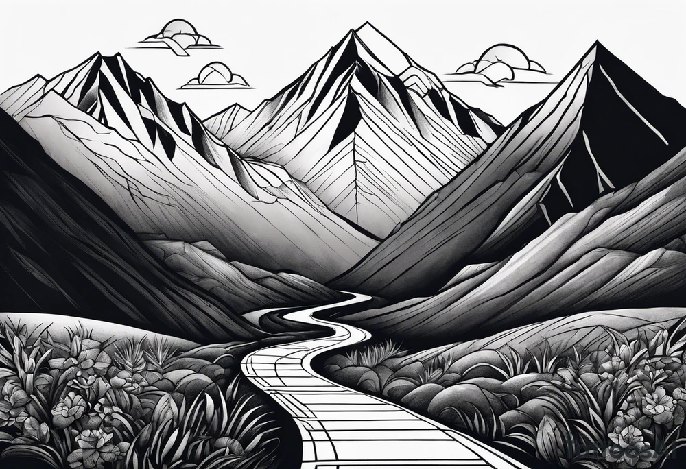 Long road to the mountains tattoo idea