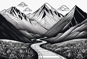 Long road to the mountains tattoo idea