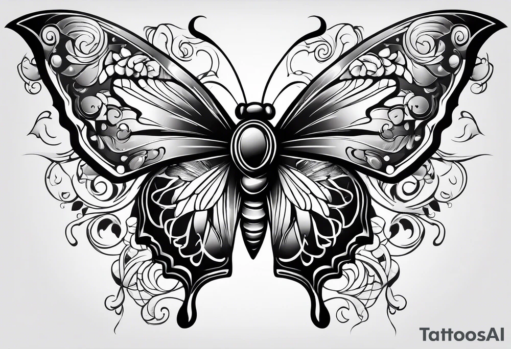Butterfly and bull tattoo idea