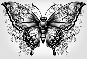 Butterfly and bull tattoo idea