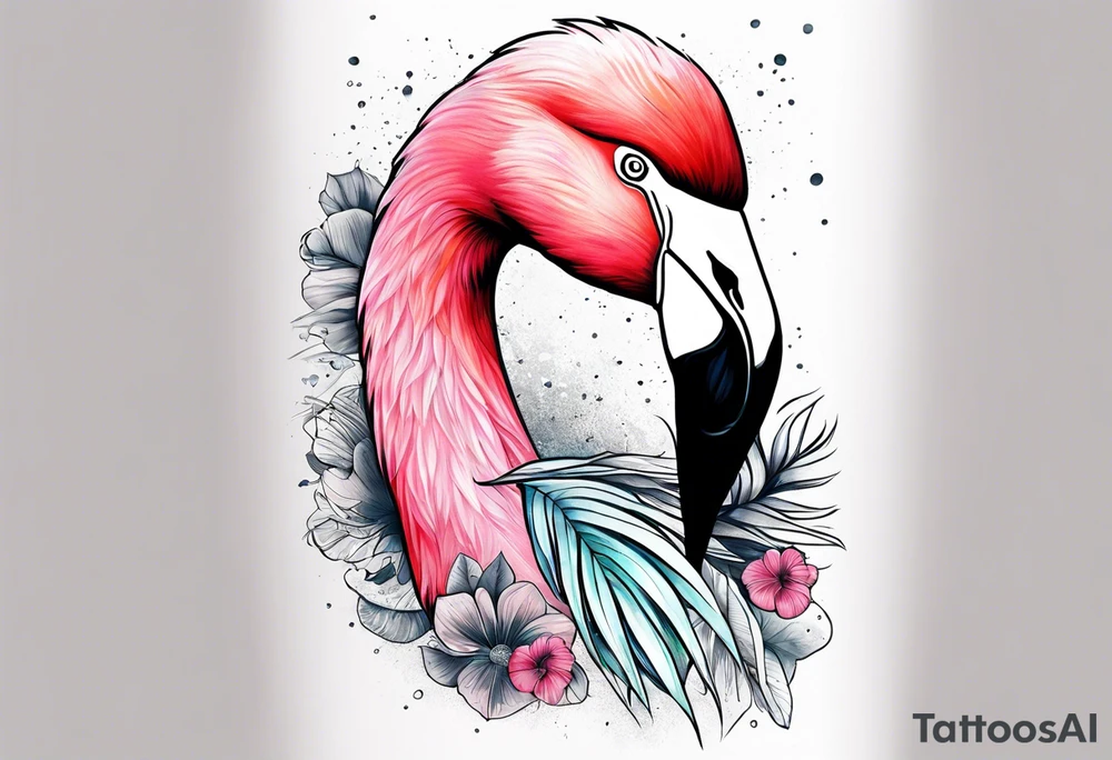 cute flamingo tattoo idea