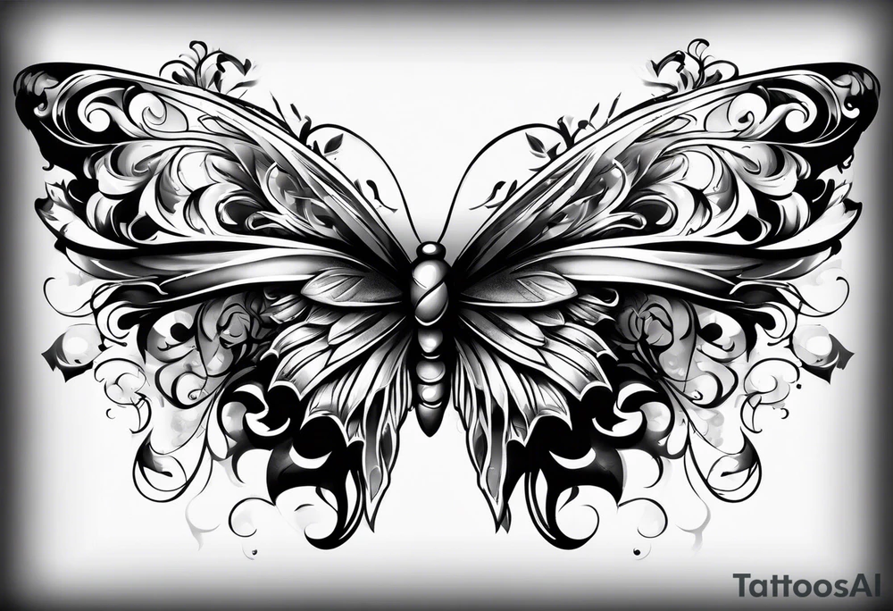 Half Butterfly half angel wings tattoo idea