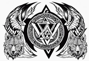 Sword shield dragon Valhalla valknut bear tattoo idea