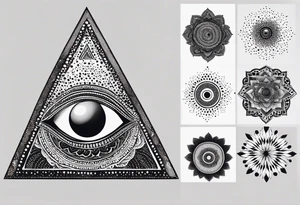 Mandala, eye, detail, triangle tattoo idea