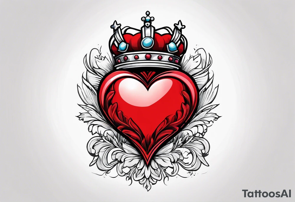 Red heart with a crown above it tattoo idea