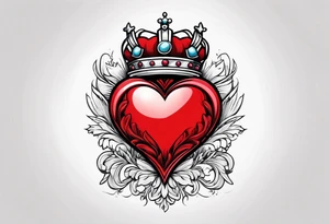 Red heart with a crown above it tattoo idea