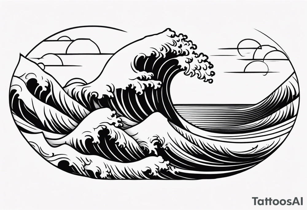 minimalist, wave during sunrise/sunset tattoo idea