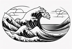 minimalist, wave during sunrise/sunset tattoo idea