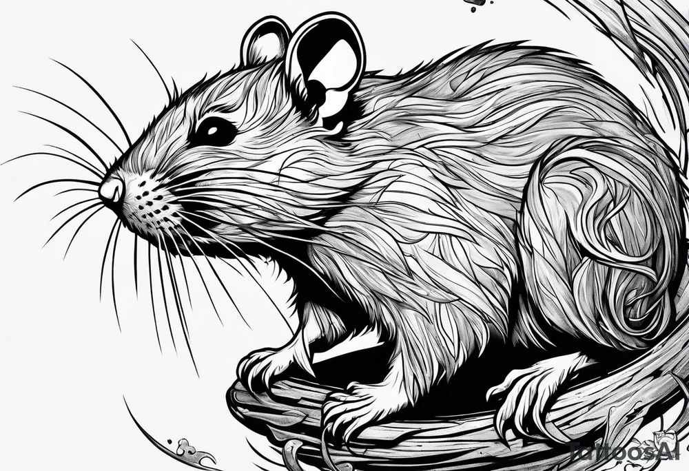 Unhinged rat in unpredictable situations tattoo idea