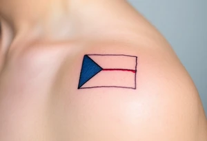 A minimalist Czech flag outline, with the blue triangle subtly blending into the red and white stripes tattoo idea
