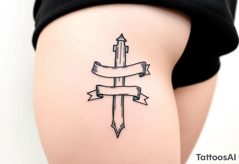 Cross a banner
Around it tattoo idea
