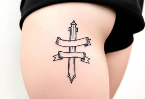 Cross a banner
Around it tattoo idea