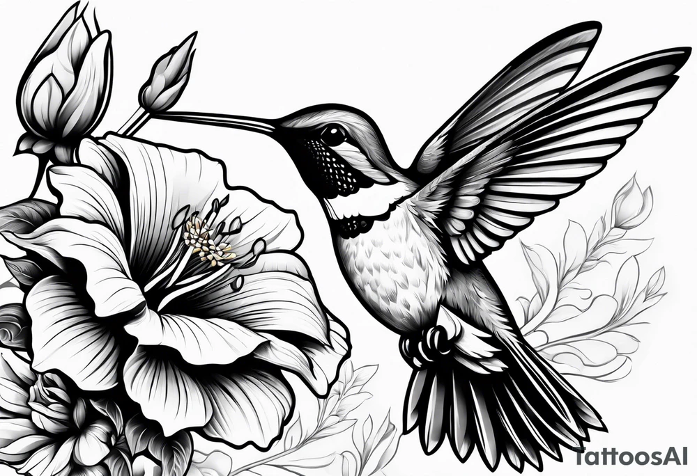 half hummingbird half flower tattoo idea