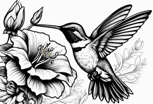 half hummingbird half flower tattoo idea