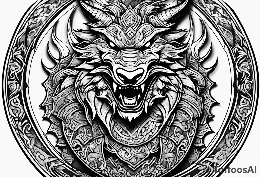 Valhalla sword shield dragon axe viking 
ship tattoo idea