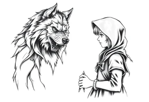 Little red riding hood and big bad wolf tattoo idea