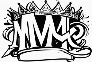 The letters M T R graffiti with a crown on the T tattoo idea