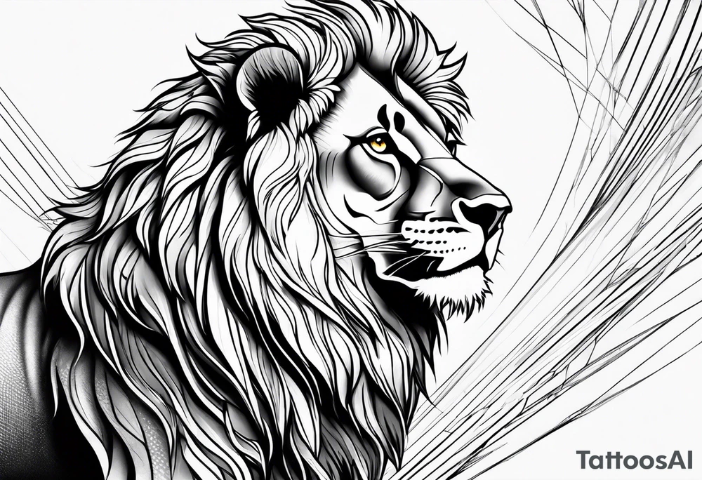 powerful majestic lion, close-up tattoo idea