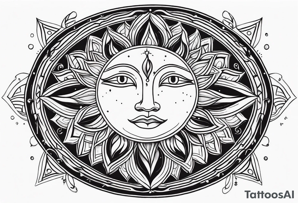 Celestial Sun Face tattoo idea