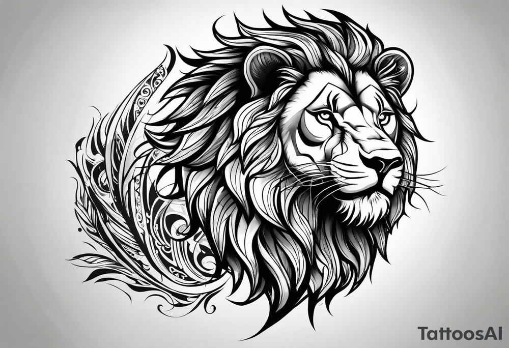 lion showing teeth tribal tattoo idea