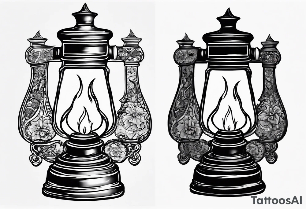 Oil lamp in graveyard tattoo idea