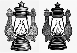 Oil lamp in graveyard tattoo idea