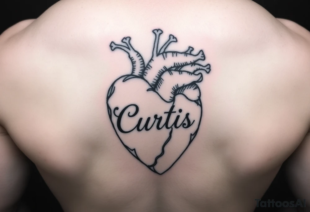 heart tattoo with the name Curtis tattoo idea