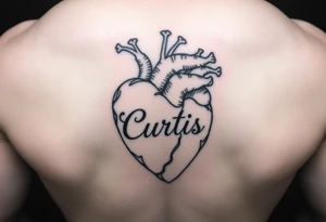 heart tattoo with the name Curtis tattoo idea