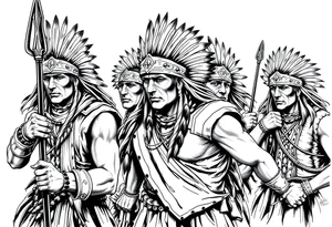 Native American warriors preparing for battle tattoo idea