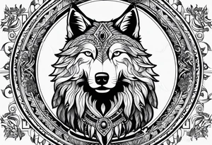 A turkish mhytologic shamanism with wolf and their gods symbol tattoo idea