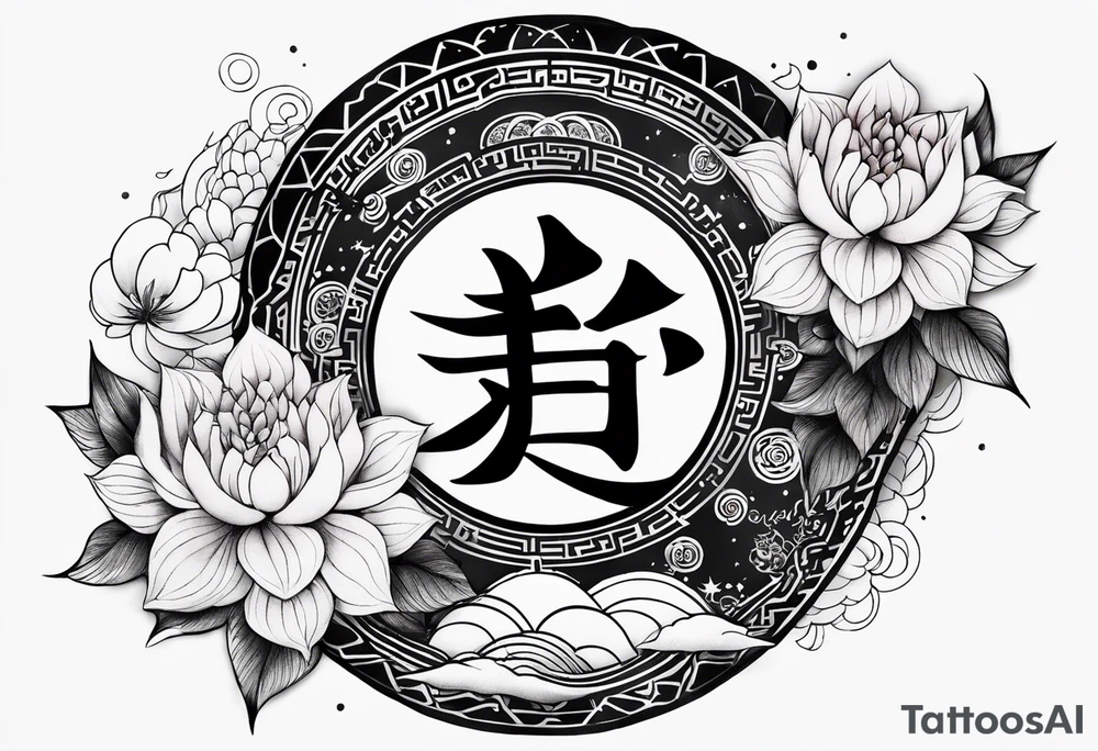 tattoo with names Mina and Han inspired with galaxy tattoo idea