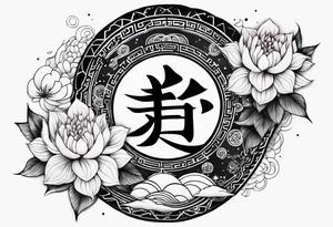 tattoo with names Mina and Han inspired with galaxy tattoo idea