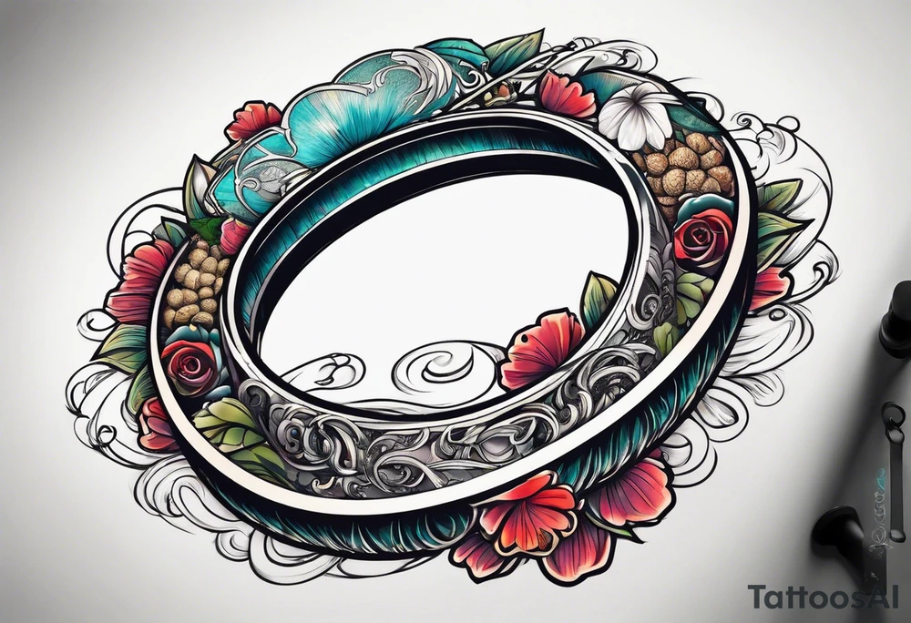 enso ring and acorn symbols tattoo idea