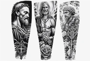men’s arm sleeve, rosary, poland tattoo idea