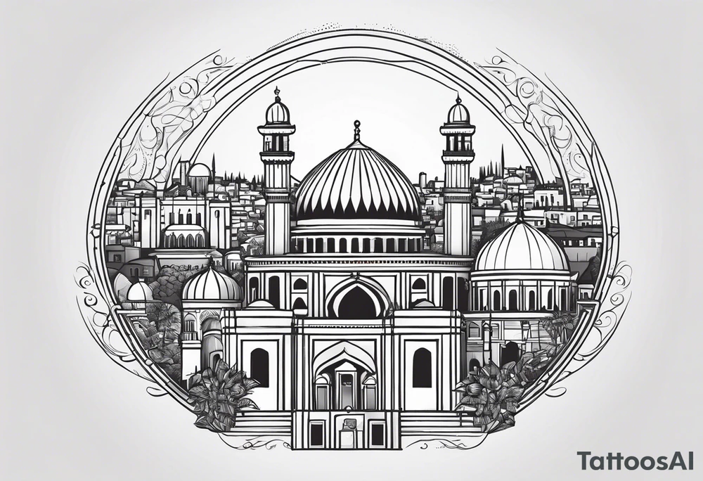 israel city vector circle
 vignette tattoo idea
