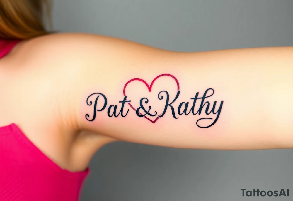 Names pat and Kathy made into a heart tattoo idea