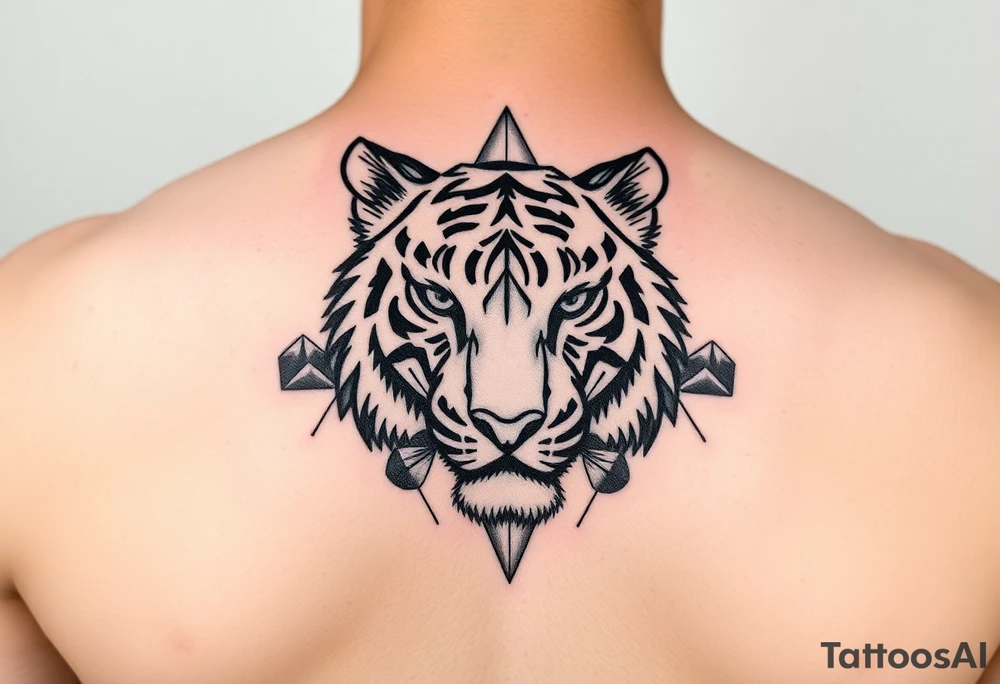 Tiger with mountains tattoo idea