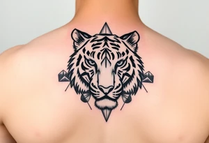 Tiger with mountains tattoo idea