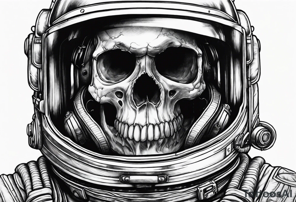 Skull under astronaut helmet tattoo idea
