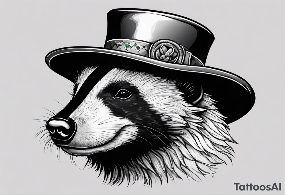 Honey badger wearing leprechaun hat tattoo idea