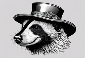 Honey badger wearing leprechaun hat tattoo idea