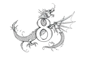 dragon number 8 positive projection, universe, phoenix tattoo idea