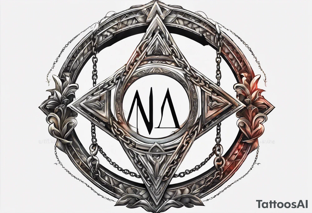 letter delta inside a chain circle, subtle, womanly, simplistic tattoo idea